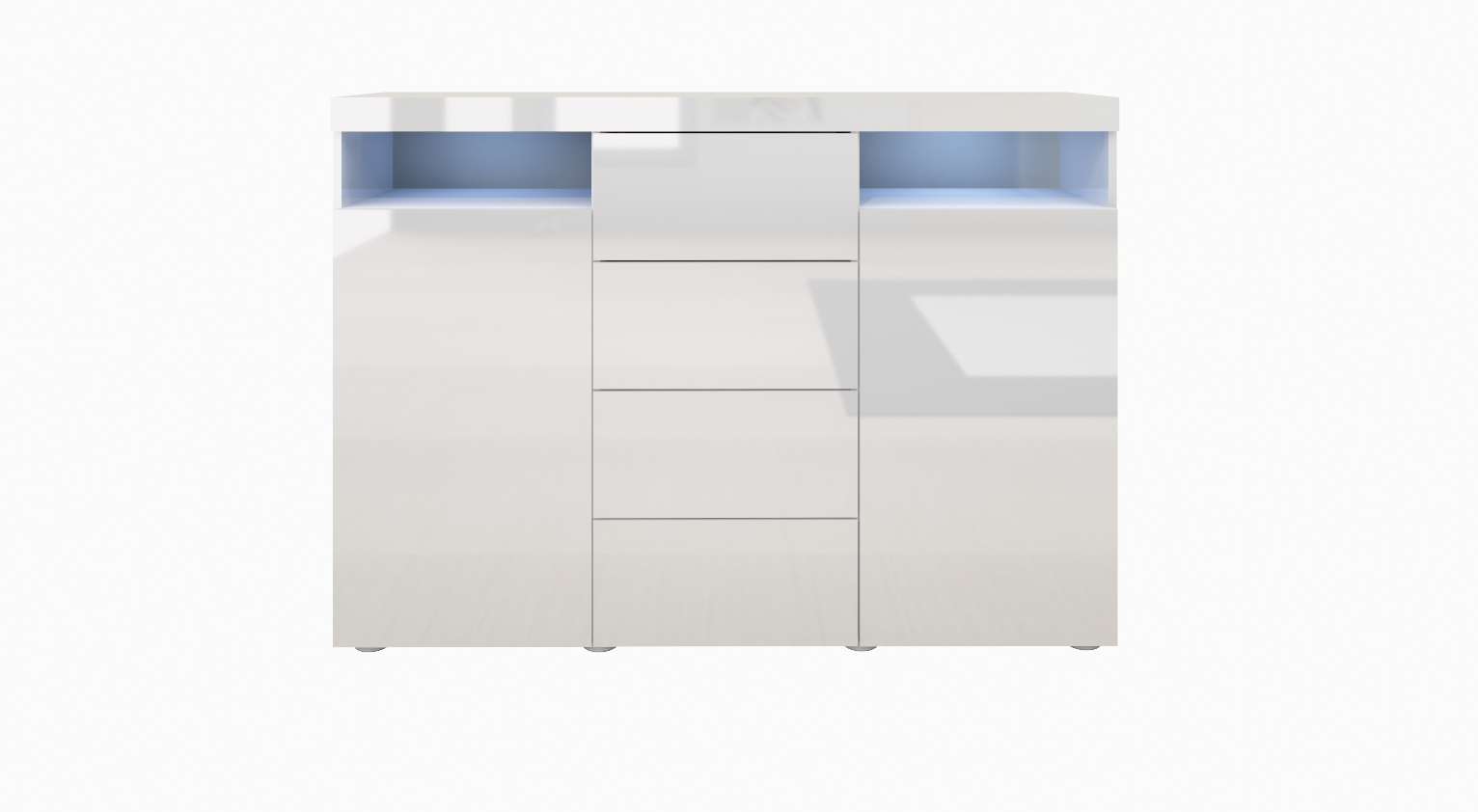 HB139_weiss_HG Highboard Weiß Hochglanz "Kapstadt" 139 cm