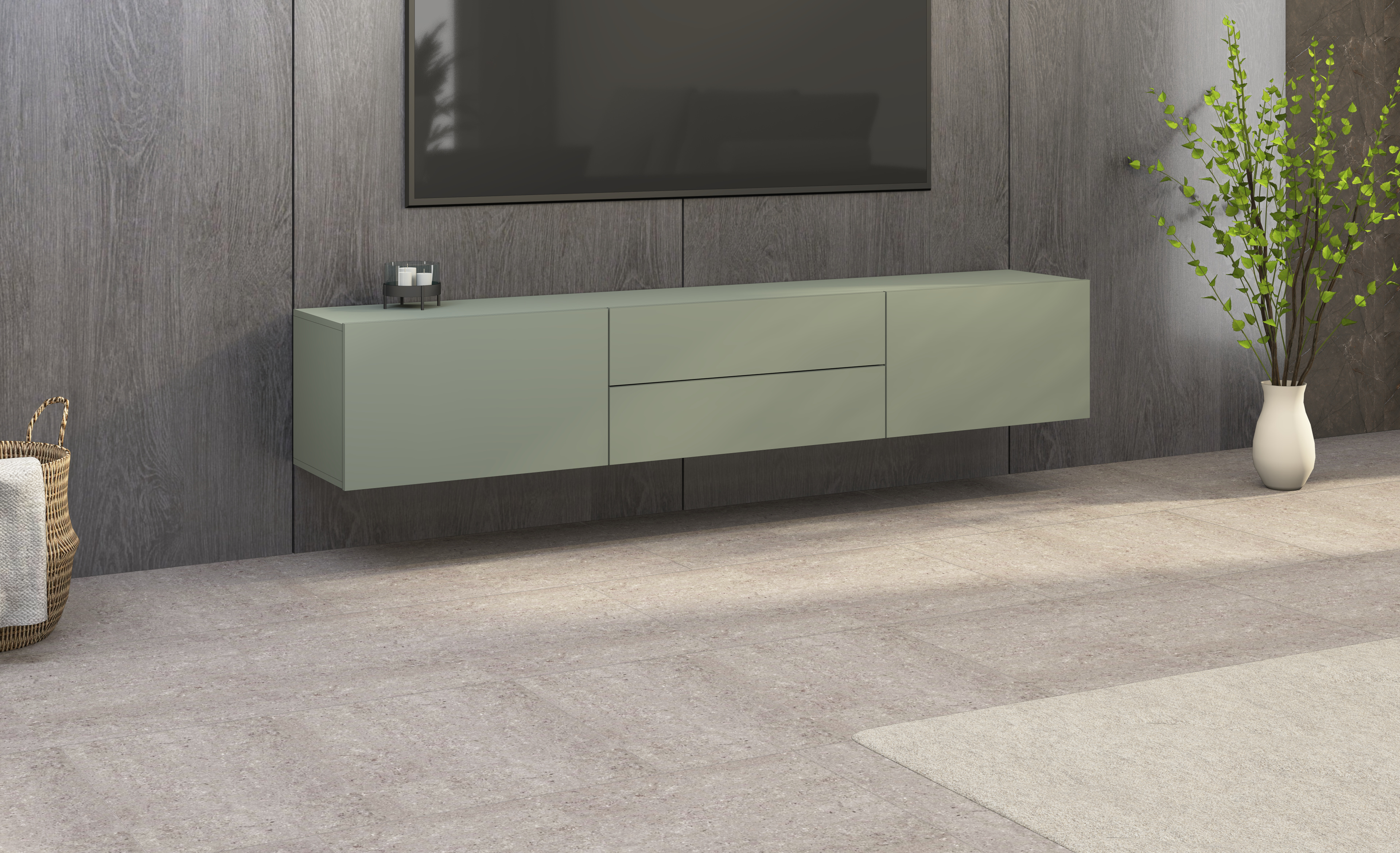 62922713_Sophia_LB200_2KL_salbei_01 Lowboard Sophia 200 cm im Salbei-Dekor
