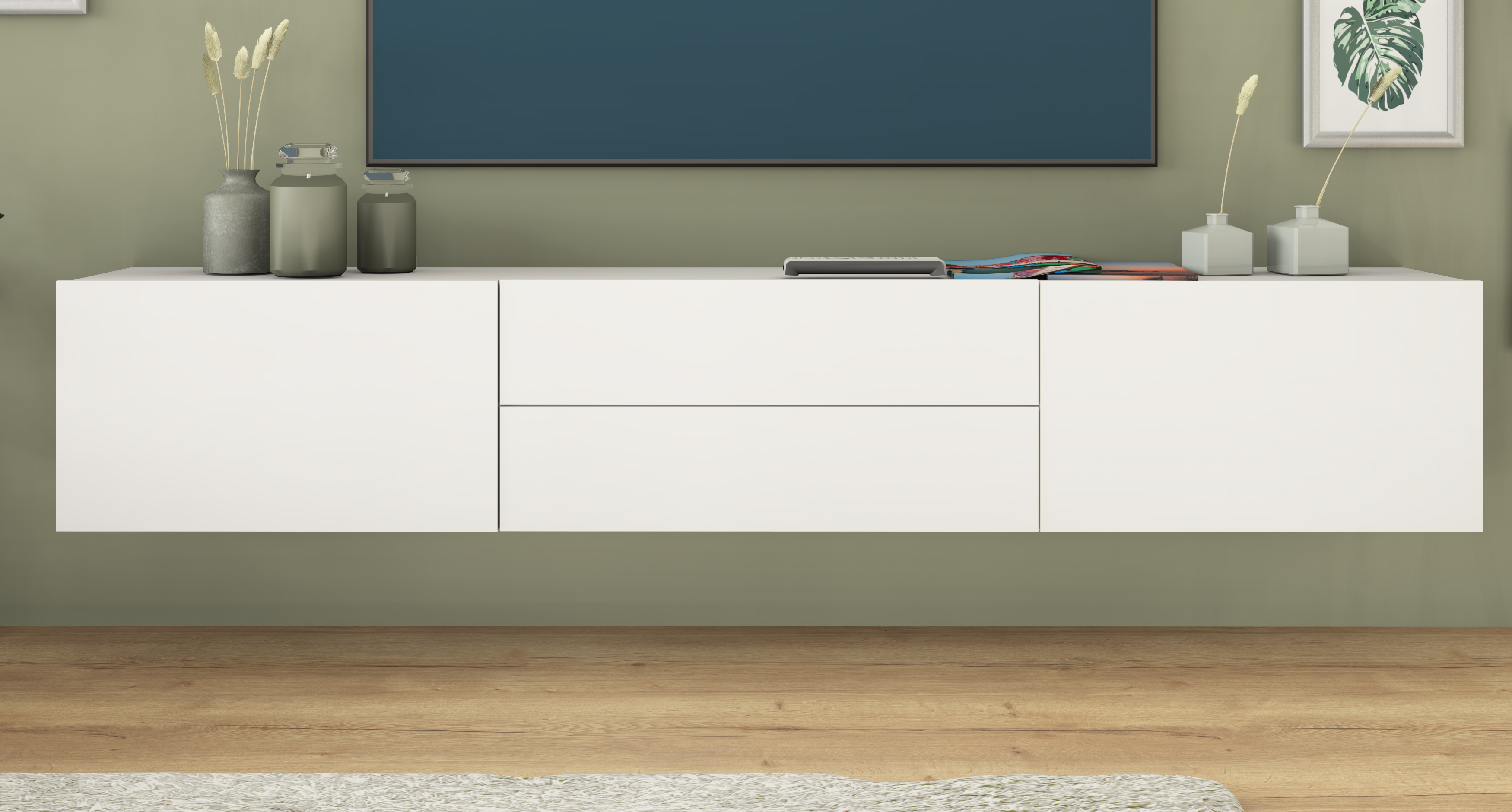 Lowboard Weiß Matt "Sophia" 200 cm