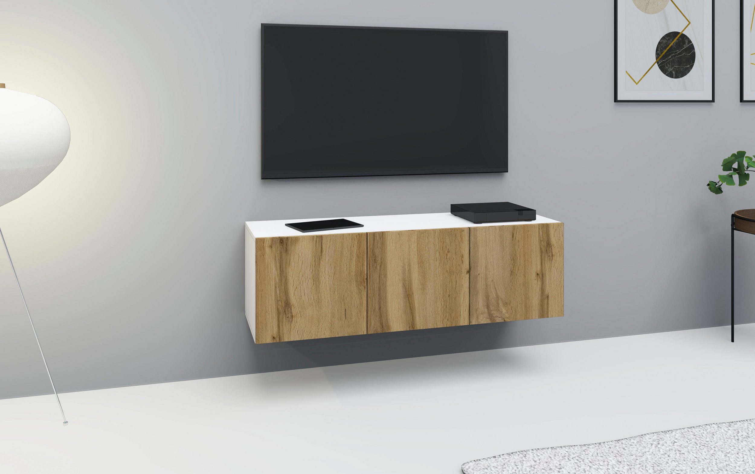 Vaasa-LB114-weiss-eiche_2 Sideboard Weiß - Eiche "Vaasa" 114 cm