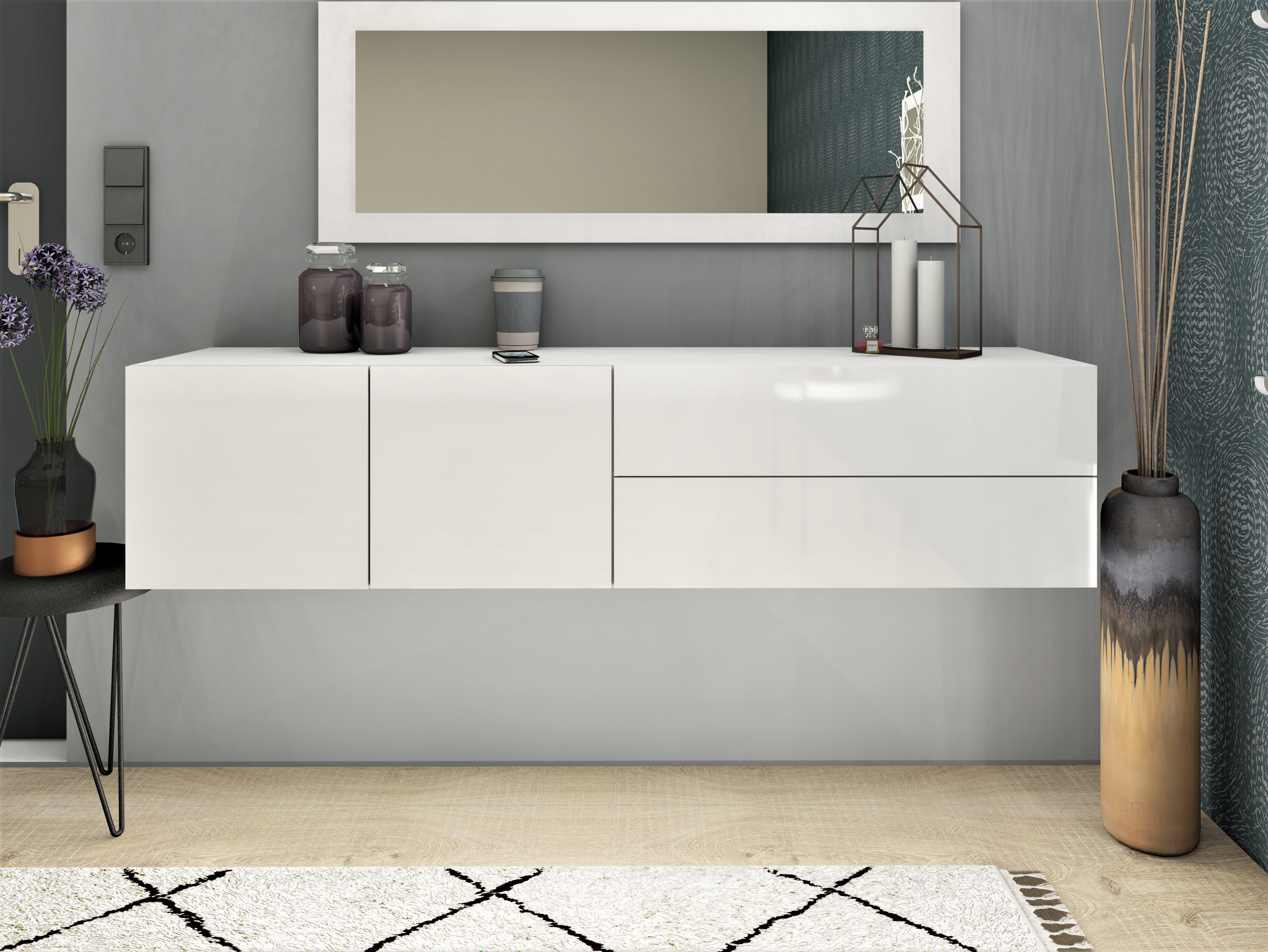 10783851_1 Lowboard Weiß Hochglanz "Sophia" 152 cm
