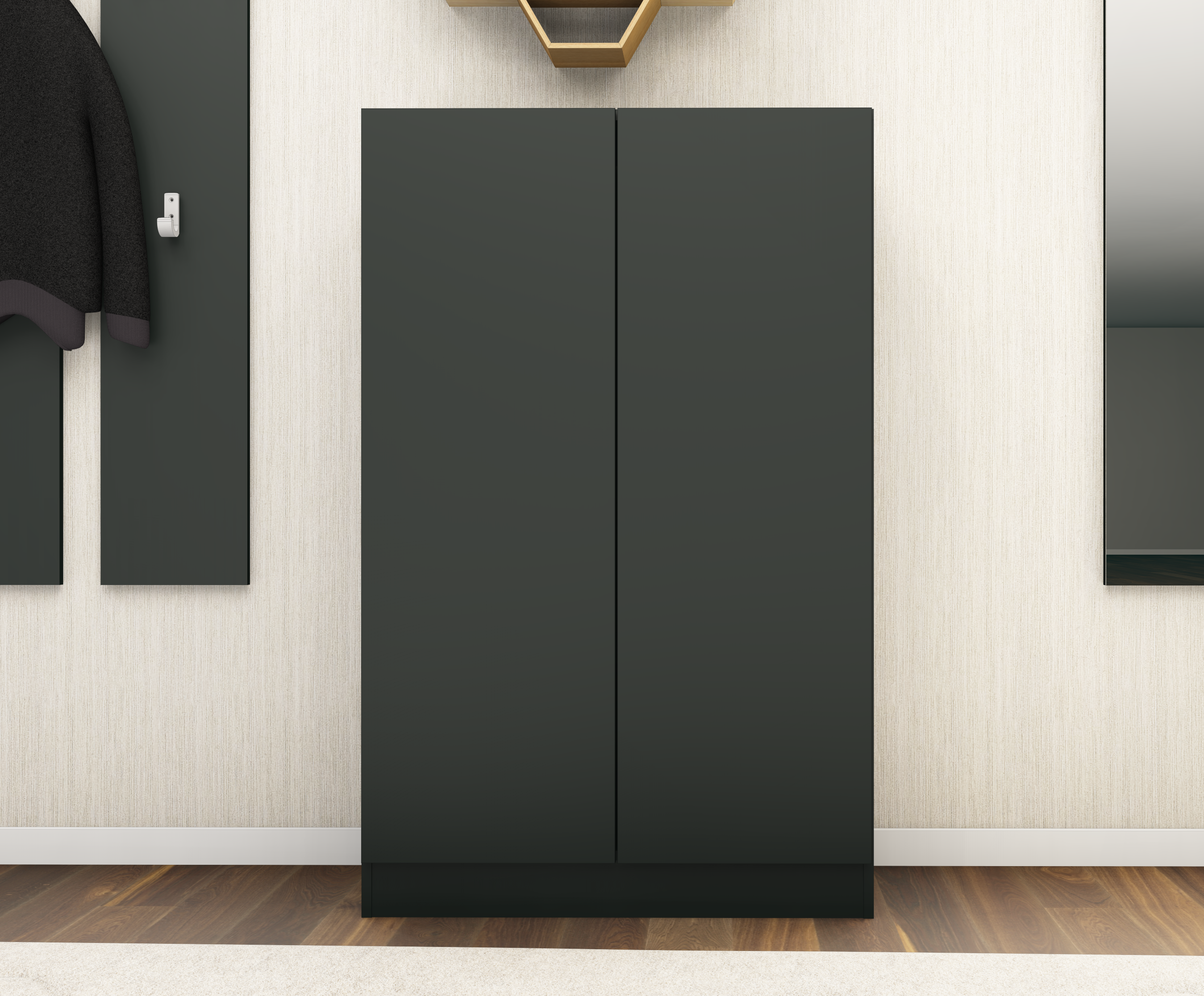 Schuhschrank Schwarz Matt "Vaasa" 2-türig