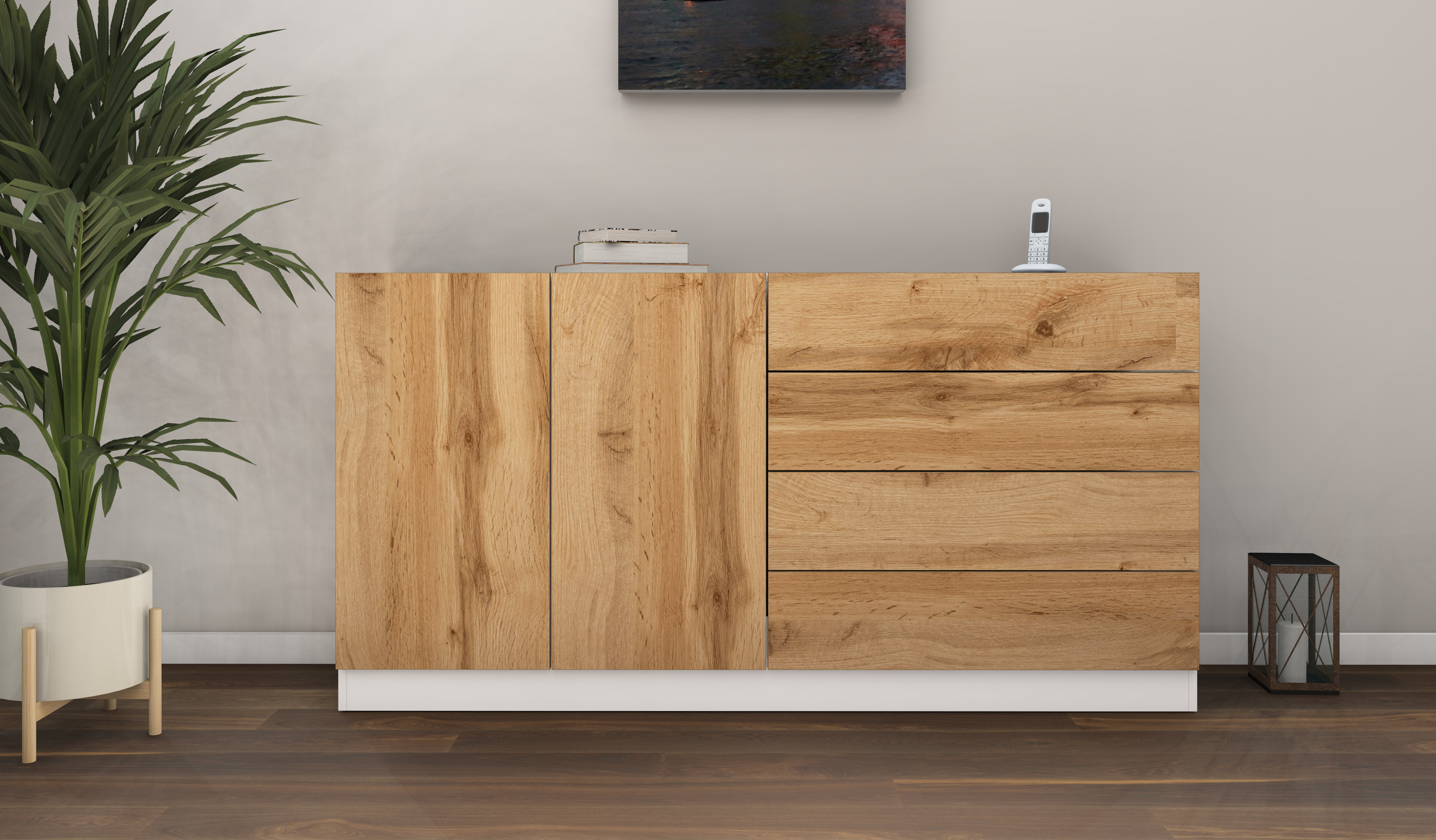 Sideboard Weiß - Eiche "Vaasa" 152 cm