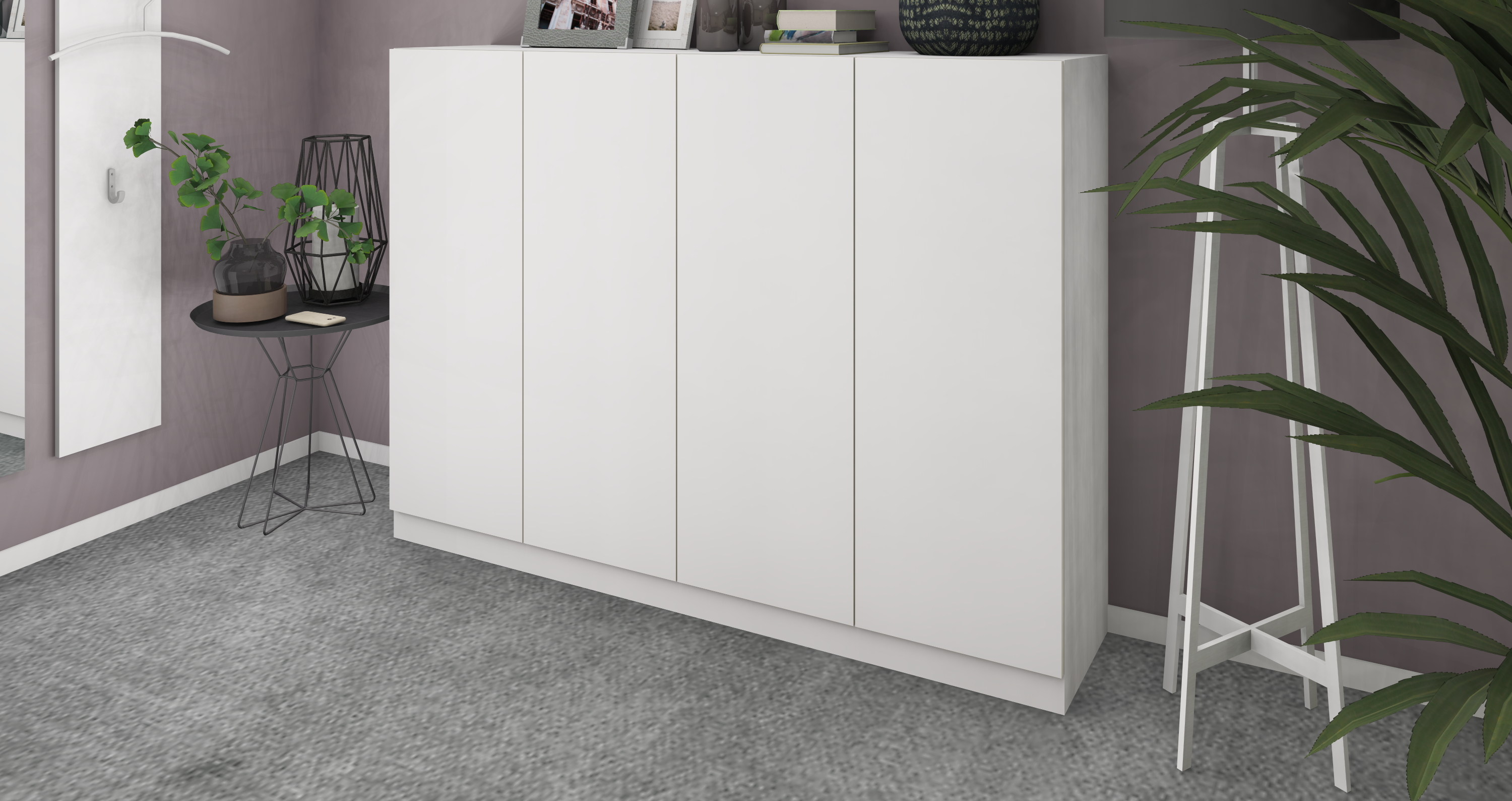 Schuhschrank Weiß Matt "Vaasa" 4-türig