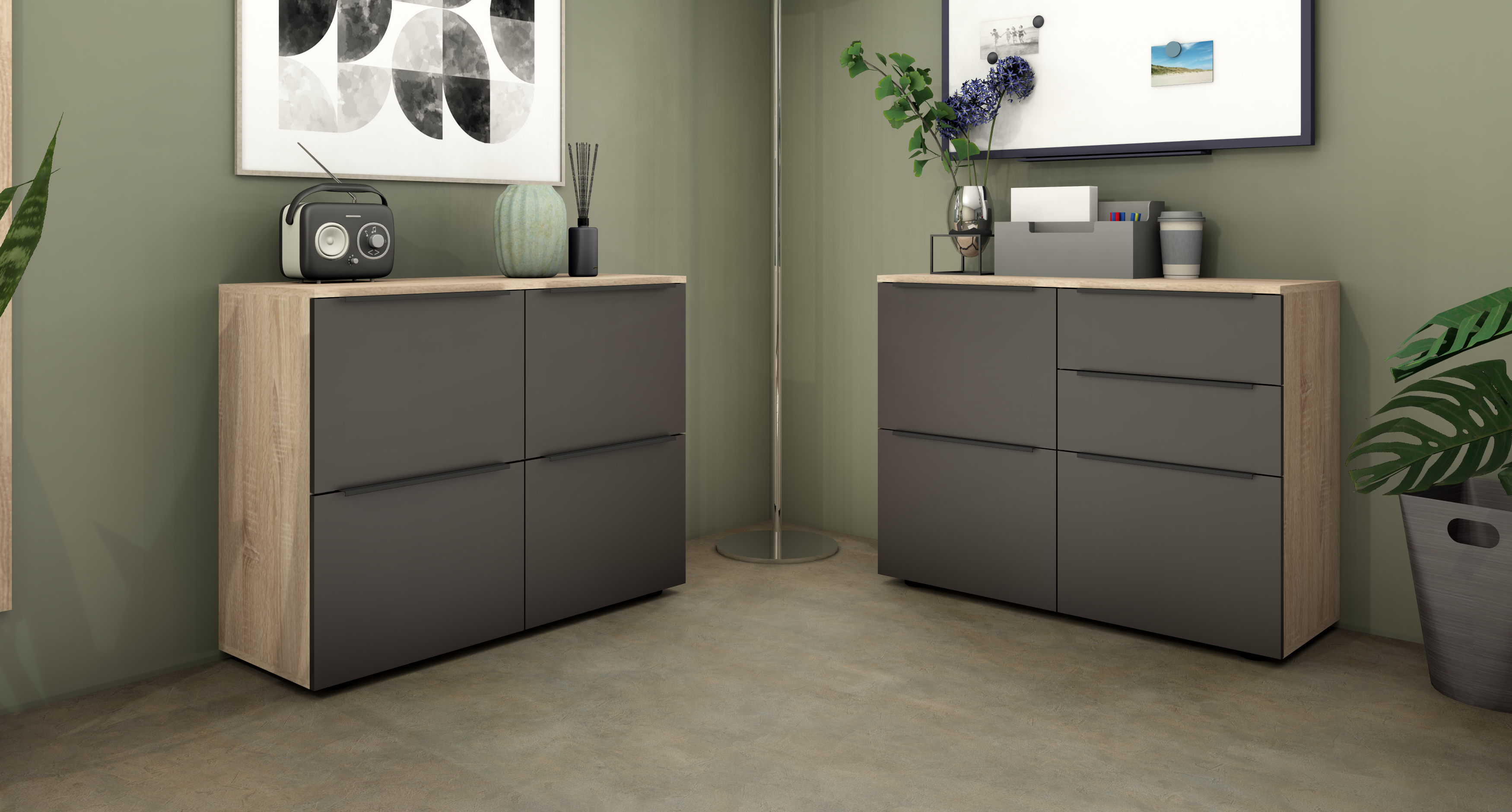 58237517_3 Kommoden "Tom" in eiche / graphit